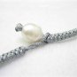 ringed natural pearl necklace with grey knotted silk cord,00453XM