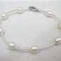 freshwater oval natural pearl and glass bead bracelet with 925 silver lobster clasp,00459SM