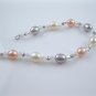 multicolor freshwater pearl and crystal bracelet and ring set ,00468TM