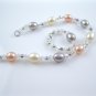 multicolor freshwater pearl and crystal bracelet and ring set ,00468TM