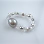 multicolor freshwater pearl and crystal bracelet and ring set ,00468TM