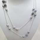 grey freshwater pearl long sweater necklace for winter,00469XM
