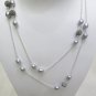 grey freshwater pearl long sweater necklace for winter,00469XM