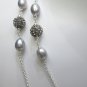 grey freshwater pearl long sweater necklace for winter,00469XM