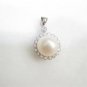 freshwater round genuine pearl pendant with cz diamand,01061DY