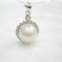 freshwater round genuine pearl pendant with cz diamand,01061DY