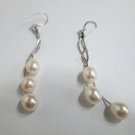 sterling silver drop freshwater cultured pearl Tassel earrings,01179EM