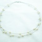 small freshwater natural pearl bead illusion necklace,00324XC