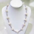 purple real pearl snowball  Beaded necklace,00334XM