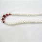 red agate and white freshwater pearl bead necklace, 02006XC