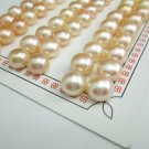 1 pair 8-9mm Pink freshwater button  pearl bead，Half-drilled , 00006KB