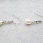 white freshwater drop pearl fish hook earring,00079EM