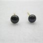 6-7mm black button pearl Stud earring with gold tone post,00071EB