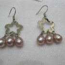 three natural purple pearl drop earring in star shape design,00133EM