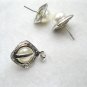 freshwater button pearl pendant and earring set,square shape,00107TB