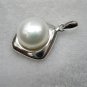 freshwater button pearl pendant and earring set,square shape,00107TB