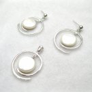 freshwatrer coin pearl earring and pendant set with 925 silver accessory,00126TQ
