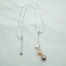 hree color  cultured drop pearl necklace with 925 silver snake chian,00131XM