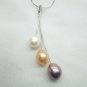hree color  cultured drop pearl necklace with 925 silver snake chian,00131XM
