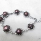 black cultured big pearl alloy bracelet with extender chain,00140SB