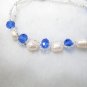 freshwater rice pearl and bule crystal bracelet for children,00146SM