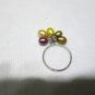 cluter drop shaped rice pearl ring, 4 color pearl,00179JM