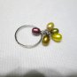 cluter drop shaped rice pearl ring, 4 color pearl,00179JM