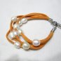 big hole freshwater circle pearl bracelet with Faux Suede cord,00211SM