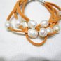 big hole freshwater circle pearl bracelet with Faux Suede cord,00211SM