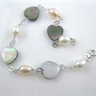 freshwater rice pearl  and shell bracelet with spring ring clasp ,00241SM