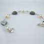 freshwater rice pearl and shell bracelet with spring ring clasp ,00241SM