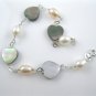 freshwater rice pearl and shell bracelet with spring ring clasp ,00241SM