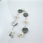 freshwater rice pearl and shell bracelet with spring ring clasp ,00241SM