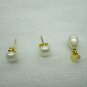 6-7mm white freshwater button pearl earring and pendant,gold plated,00247TB
