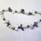 freshwater nuggest pearl flower neckalce with toggle clasp,00254XL