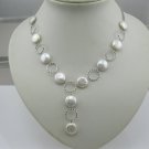 freshwater coin pearl long necklace,00256XQ