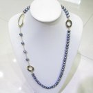 black genuine pearl long necklace sweater chain ,00317xc
