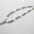 multicolor oval genuine pearl necklace with  silver  bead for winter ,00328XM