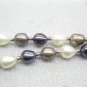 multicolor oval genuine pearl necklace with silver bead for winter ,00328XM