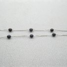 black  oval cultured pearl tin cup necklace in 925 sterling silver,00329XM
