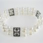 freshwater cultured potato pearl and multicolor crystal elastic bracelet,00539SC