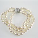 3 row freshwater  potato pearl bracelet with filigree clasp,00538SC