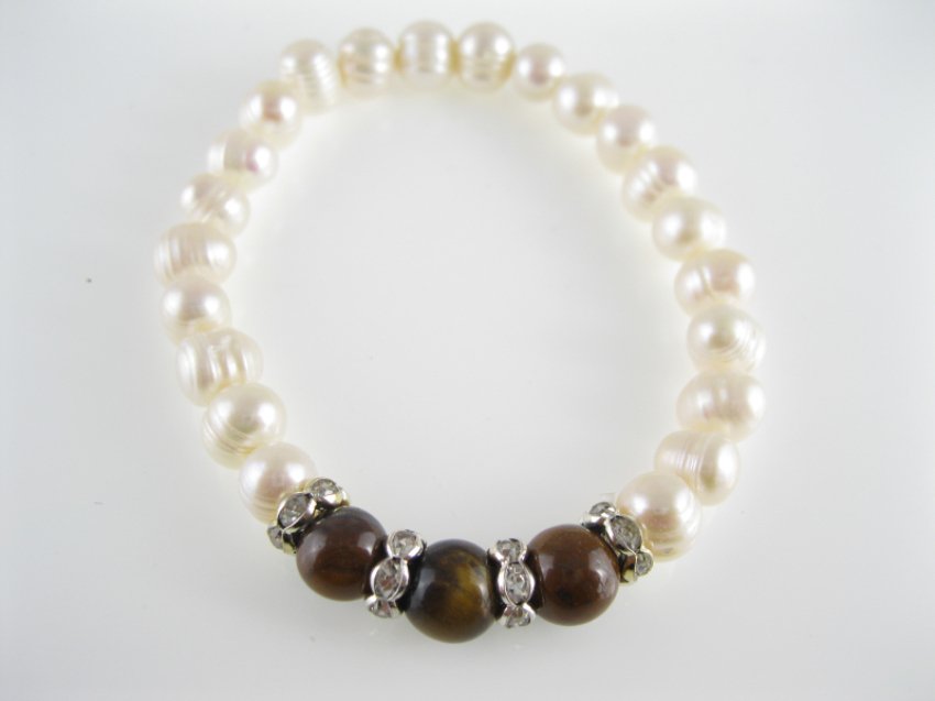china freshwater authentic circle  pearl and agate bead bracelet,00532SC