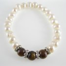 china freshwater authentic circle  pearl and agate bead bracelet,00532SC