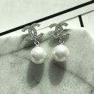 chanel CC Logo Earrings Pearl Classic