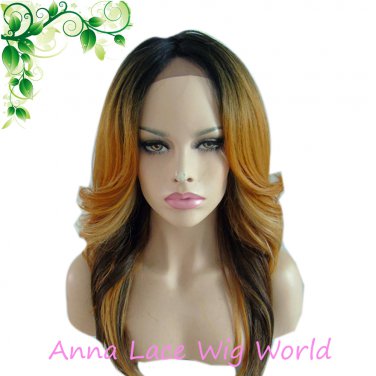 free shipping synthetic black orange lace front wig for women