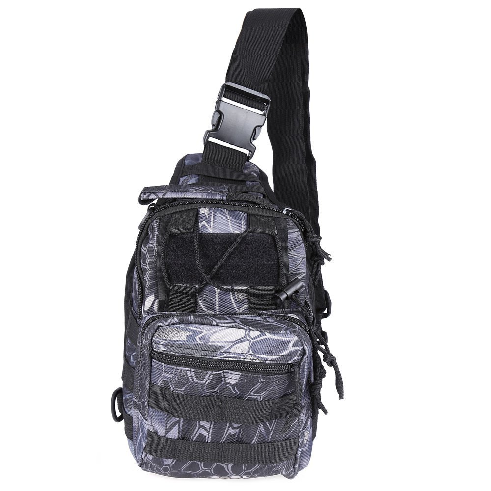 Sling Single Shoulder Bag Backpack - Black Python Pattern