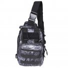 Sling Single Shoulder Bag Backpack - Black Python Pattern
