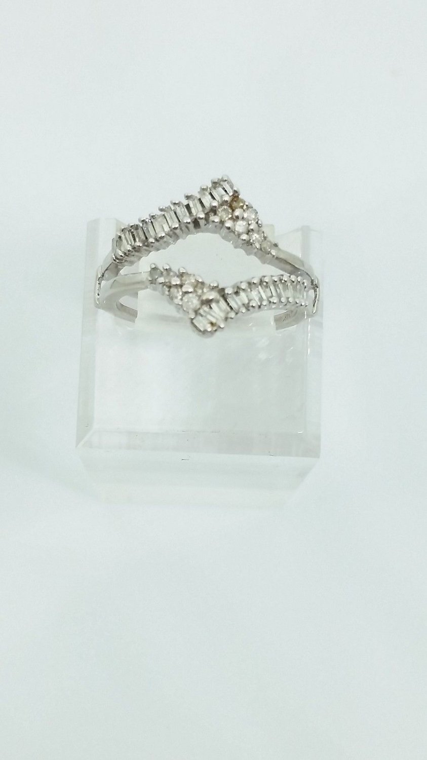 14k White Gold Diamond Insert Ring Size 7