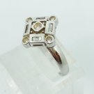 14k White Gold Diamond Cocktail Ring Square Crown Size 7.25